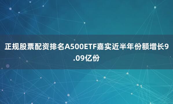 正规股票配资排名A500ETF嘉实近半年份额增长9.09亿份